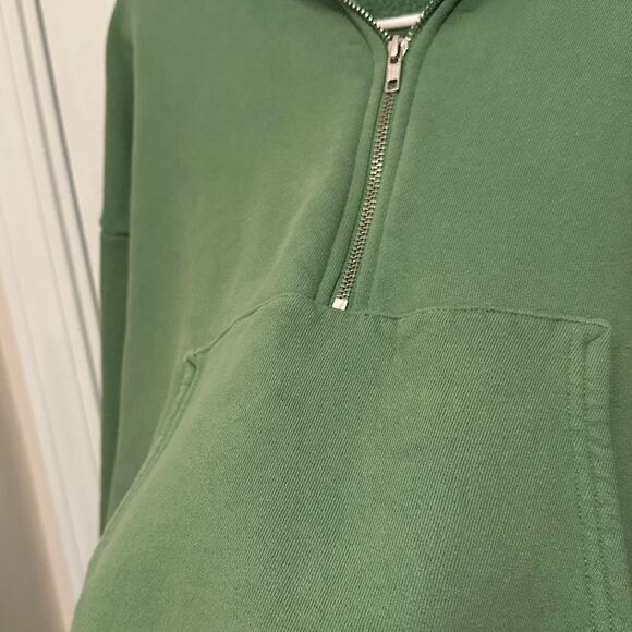 Set Active Half Zip Cropped Sweatshirt Pullover in Lucky Green Size Medium - Picture 6 of 9